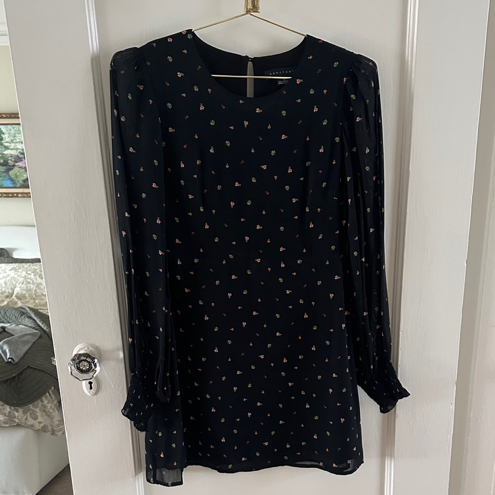 Sanctuary Black mini Dress with Ditsy Florals size 2
